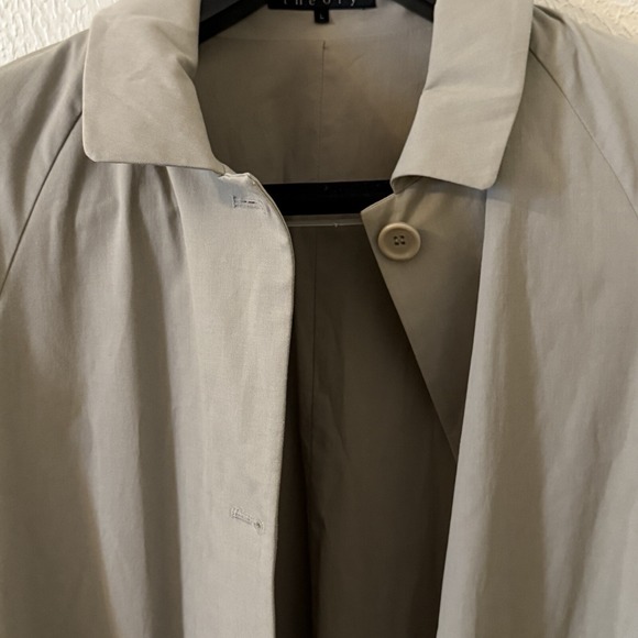 Theory Trench Coat Women's Size Large Button Tan with Detachable Hood - Picture 4 of 16